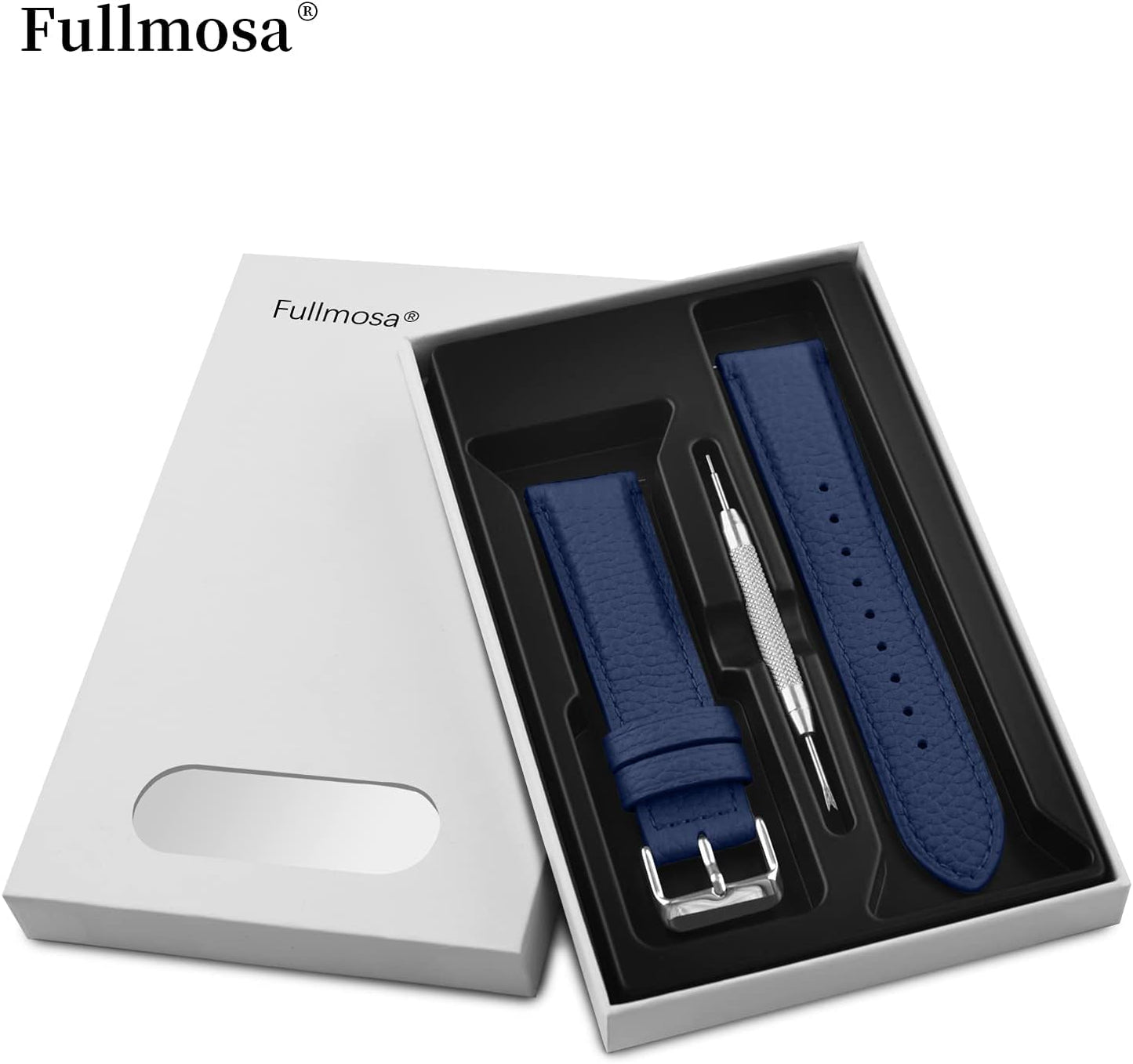Emmas Series 9 Colors Leather Watch Strap with Stainless Steel Clasp for Men and Women 14Mm 16Mm 18Mm 19Mm 20Mm 21Mm 22Mm 24Mm
