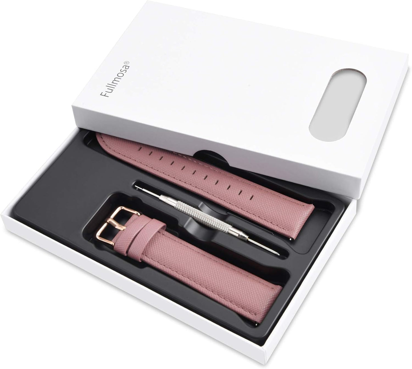 Leather Watch Band 14Mm 16Mm 18Mm 20Mm 22Mm 24Mm, Soft Genuine Leather, Quick Release Replacement Watch Strap for Women and Men, 18Mm, Pink+Rose Gold Buckle
