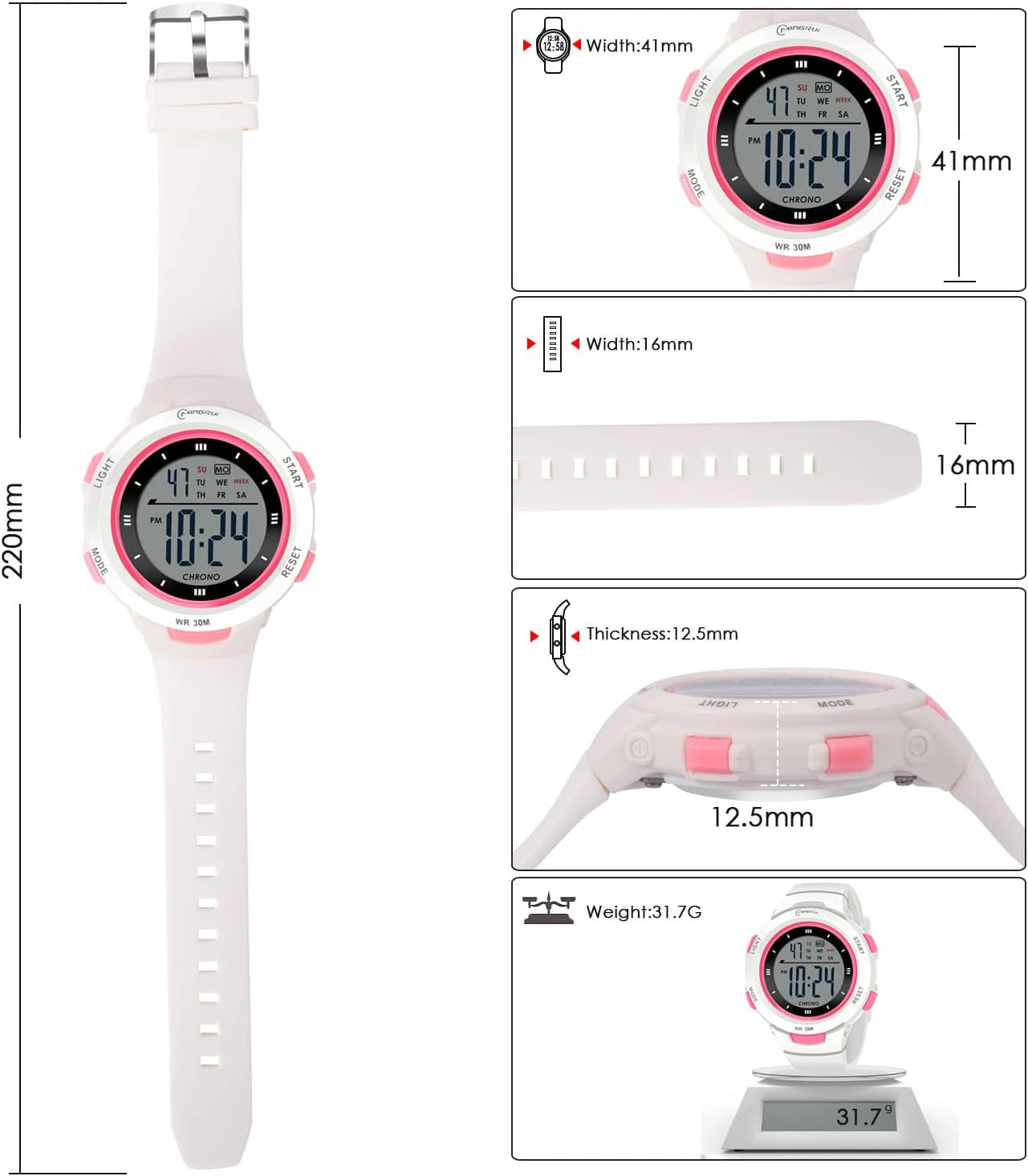 Kids Watches Digital Sport Watches for Girls Outdoor Waterproof Watches with Alarm Stopwatch Leisure Child Wrist Watch Ages 5-10