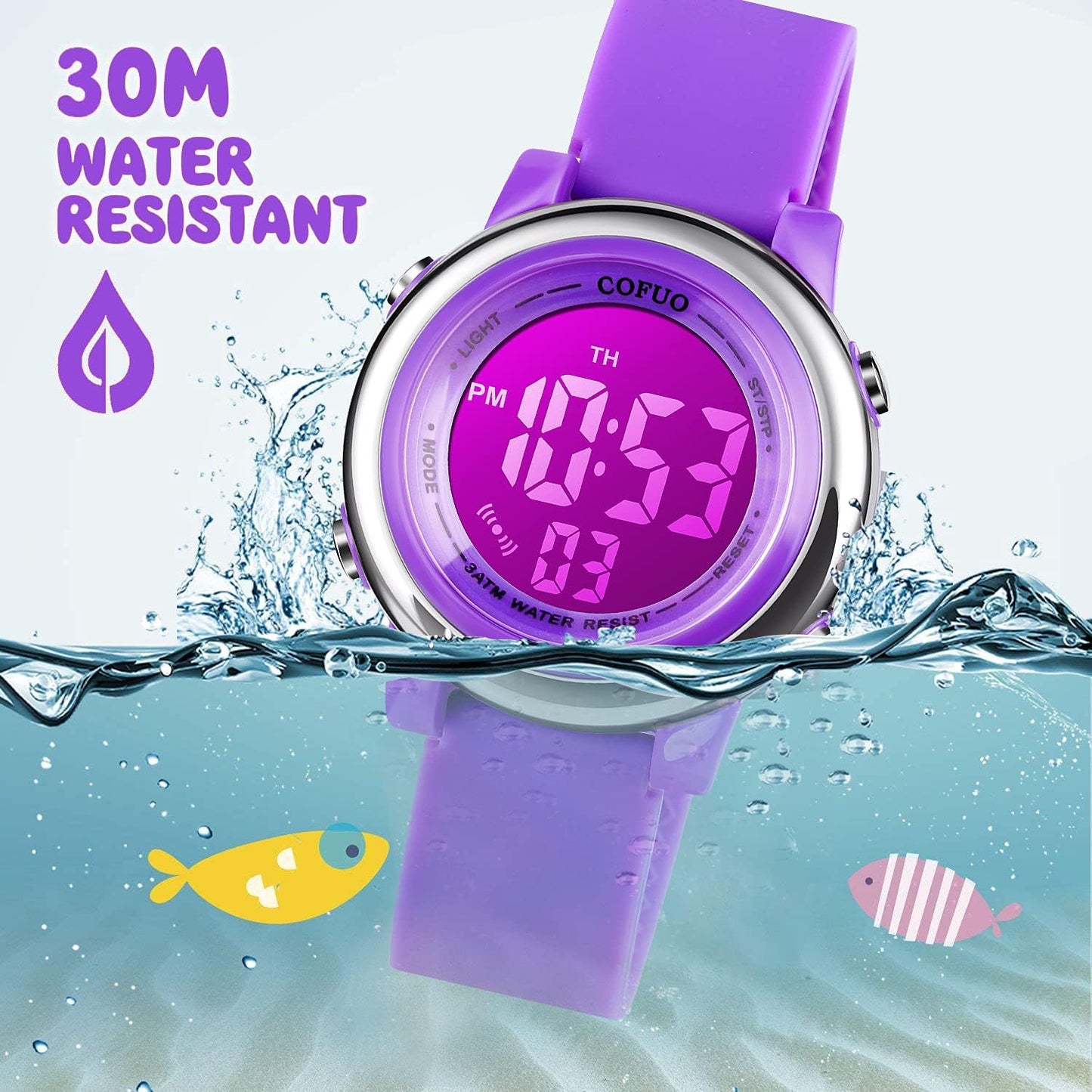 Kids Digital Sport Waterproof Watch for Girls Boys, Kid Sports Outdoor LED Electrical Watches with Luminous Alarm Stopwatch Child Wristwatch