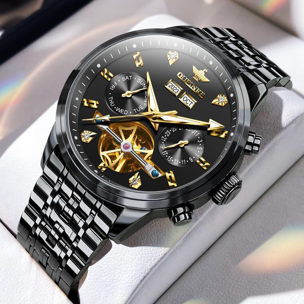 Men Skeleton Watch Automatic Mechanical Luxury Dress Waterproof Tourbillion Sapphire Crystal Wrist Watches for Men