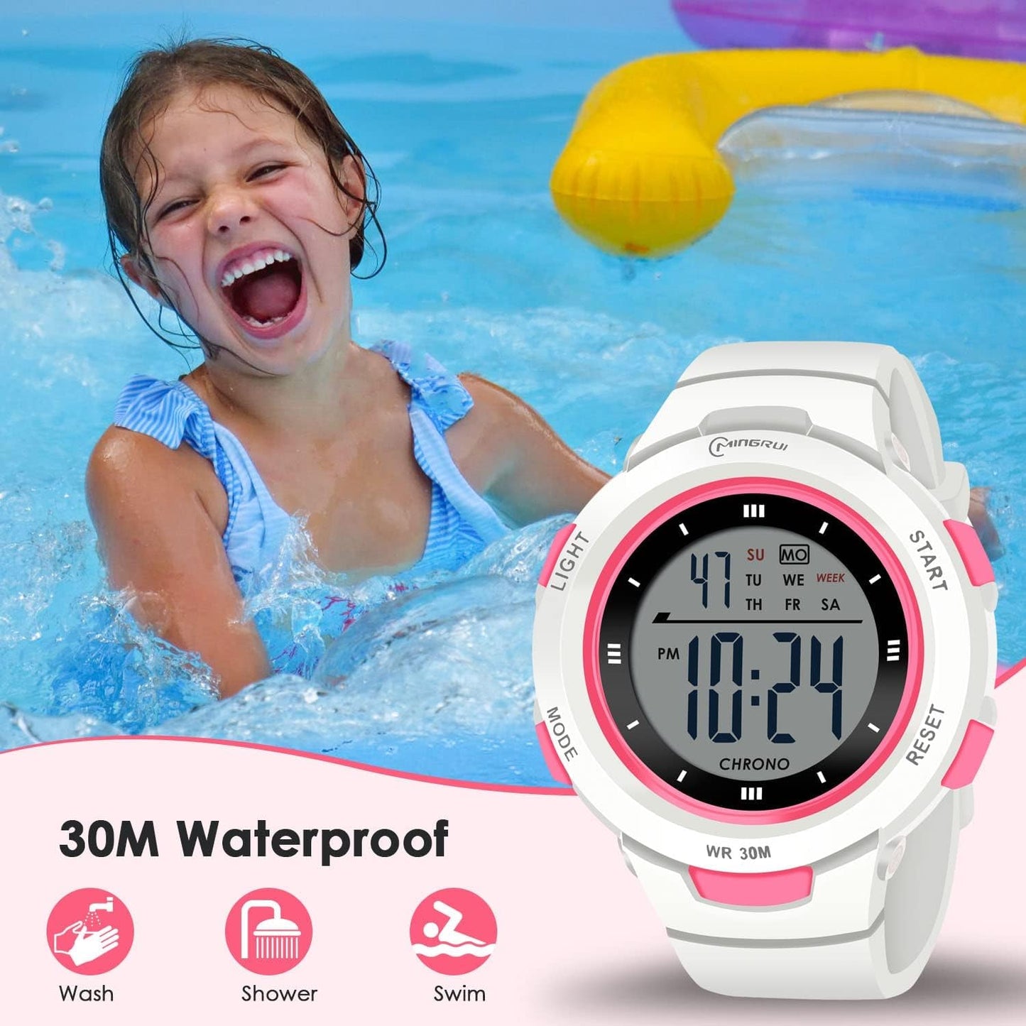 Kids Watches Digital Sport Watches for Girls Outdoor Waterproof Watches with Alarm Stopwatch Leisure Child Wrist Watch Ages 5-10