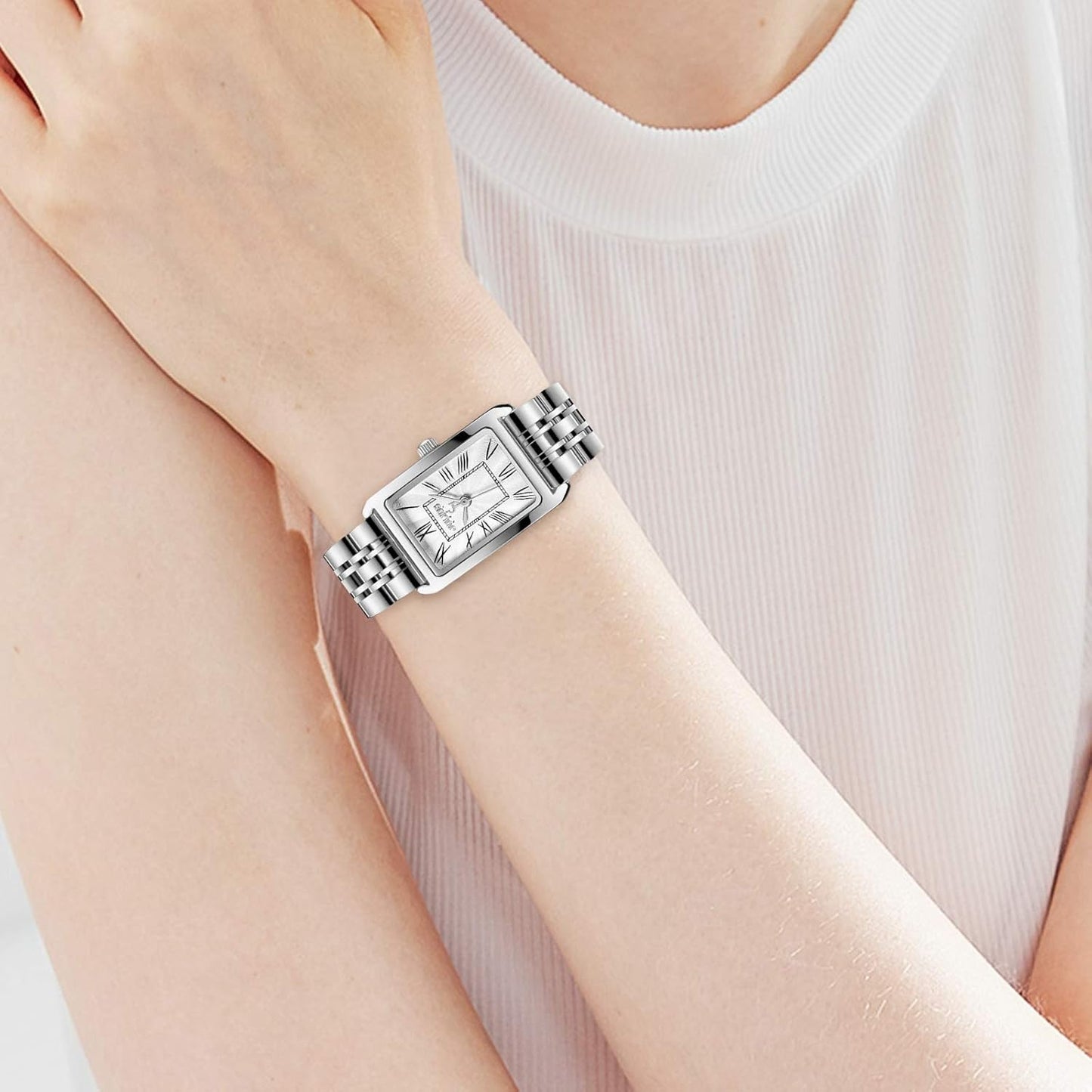 Fashion Women Watches Analogue Quartz Watch Minimalist Dial with Stainless Steel Strap Waterproof Elegant Wrist Watch for Ladies