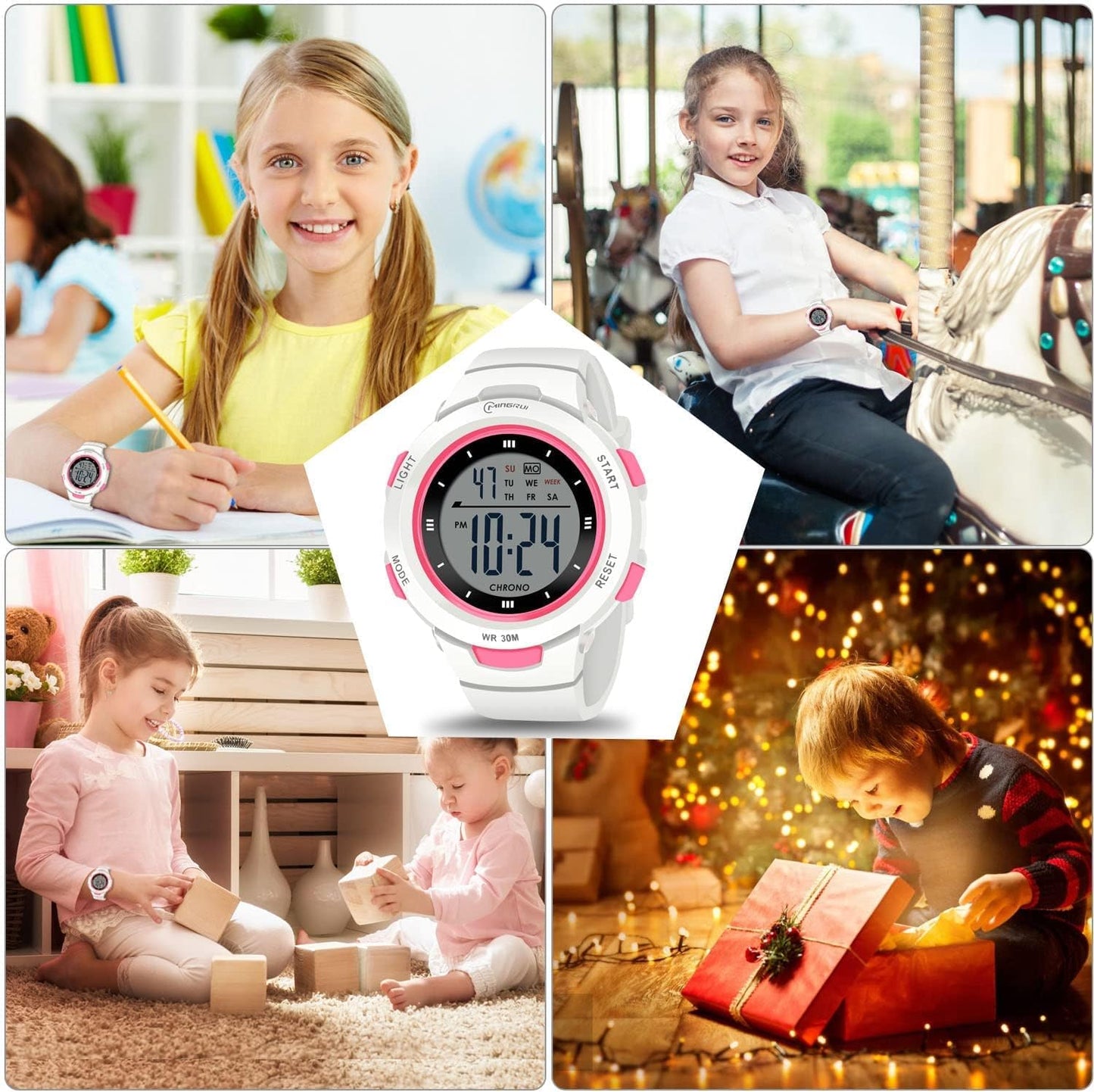 Kids Watches Digital Sport Watches for Girls Outdoor Waterproof Watches with Alarm Stopwatch Leisure Child Wrist Watch Ages 5-10