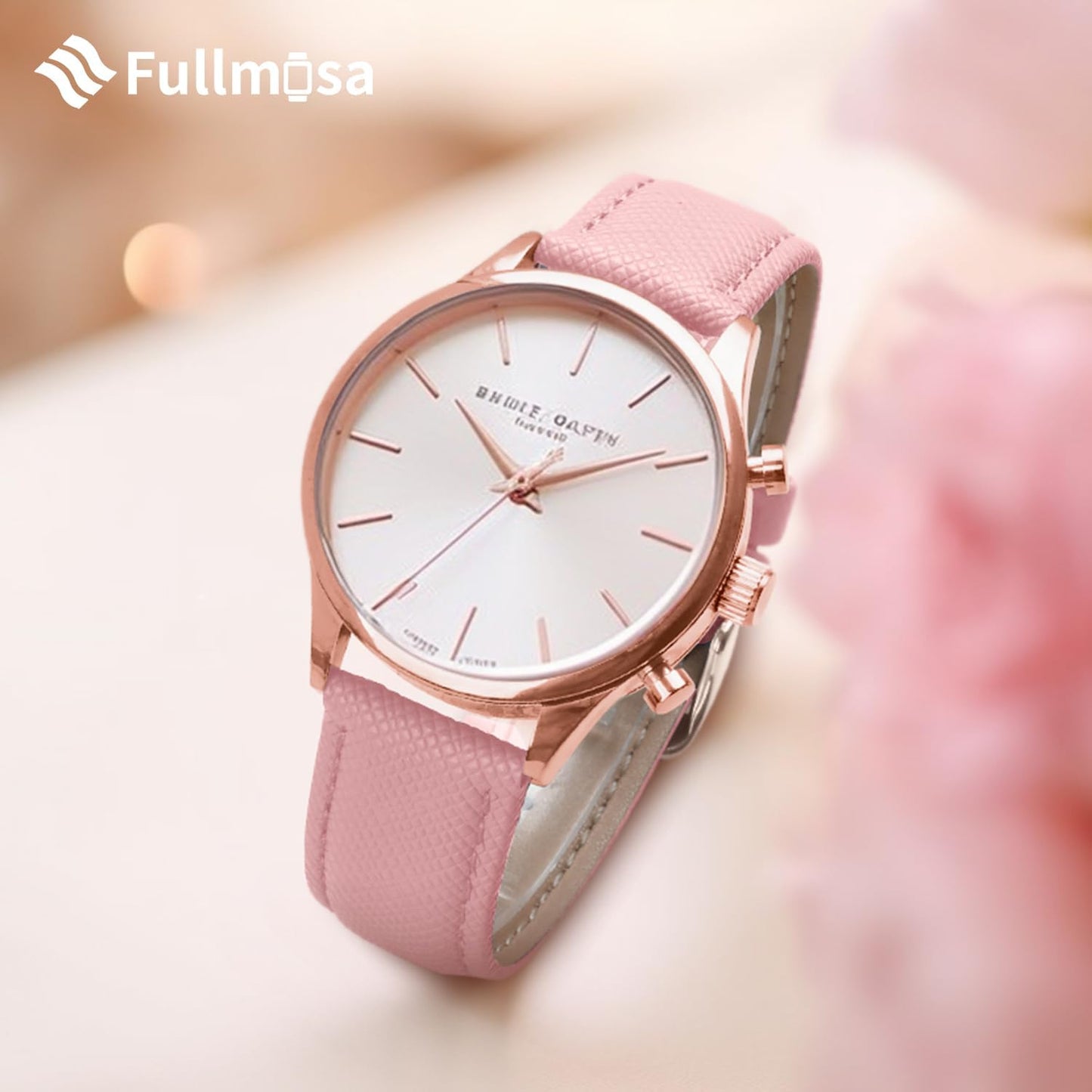 Leather Watch Band 14Mm 16Mm 18Mm 20Mm 22Mm 24Mm, Soft Genuine Leather, Quick Release Replacement Watch Strap for Women and Men, 18Mm, Pink+Rose Gold Buckle