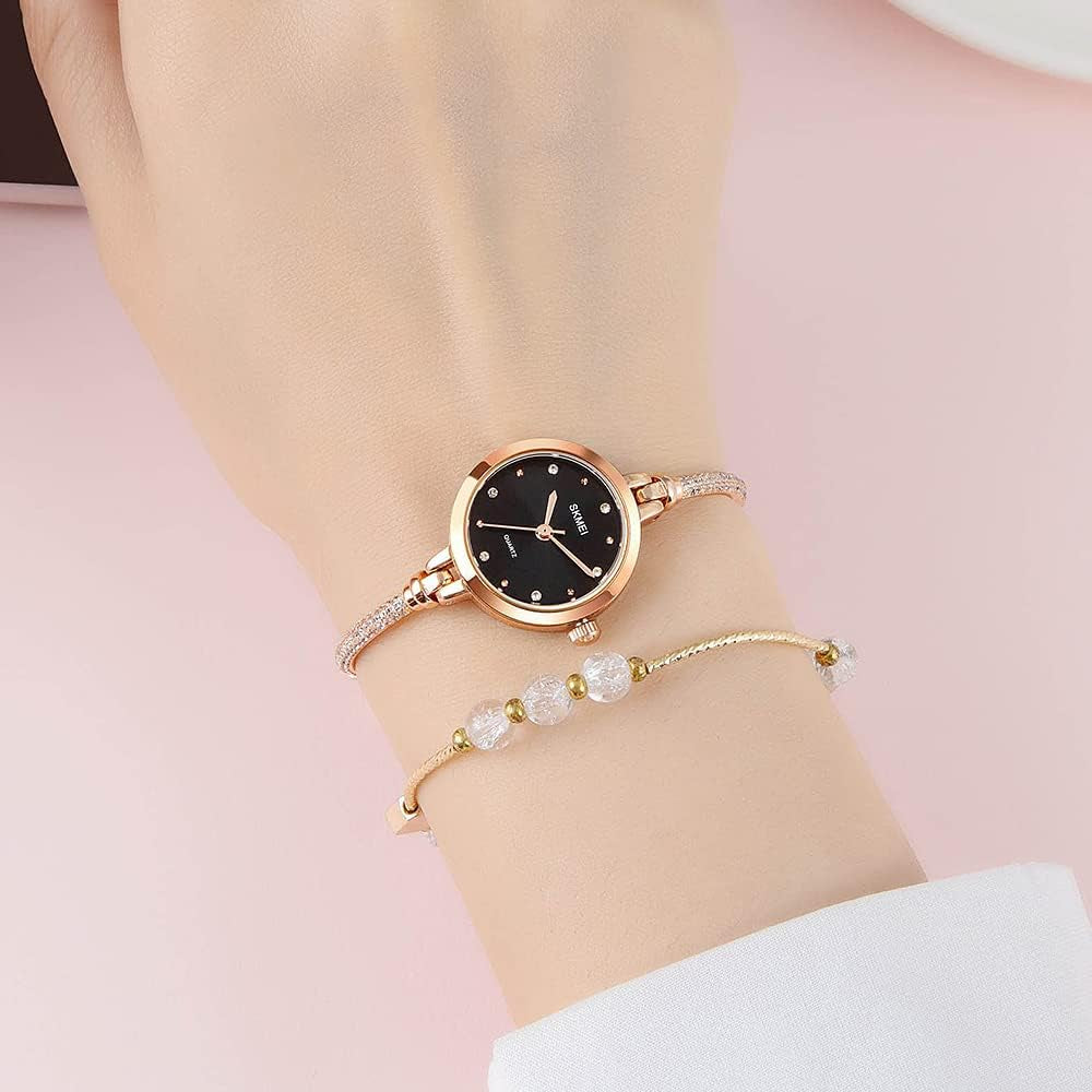 Women Bling Diamonds Rose Gold Watches Dress Analog Waterproof Quartz Watch for Female Mosaic with Glitter Diamonds Bracelet