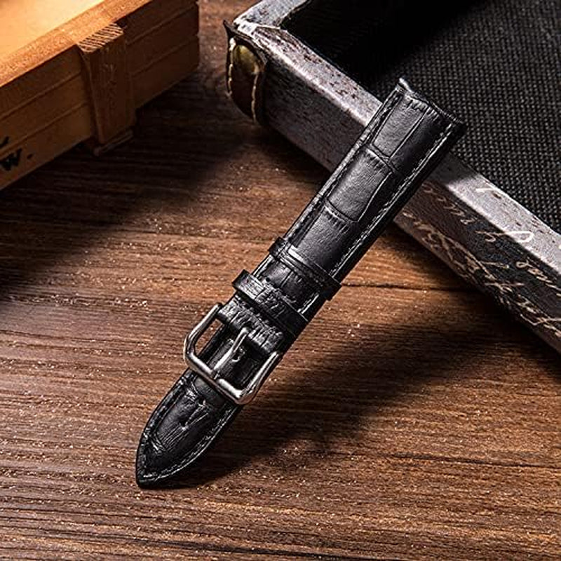 Genuine Leather Watch Band Quick Release Durable Watch Strap 20Mm Black Red Pick Green Light Yellow Compatible with Most Watches for Men and Women