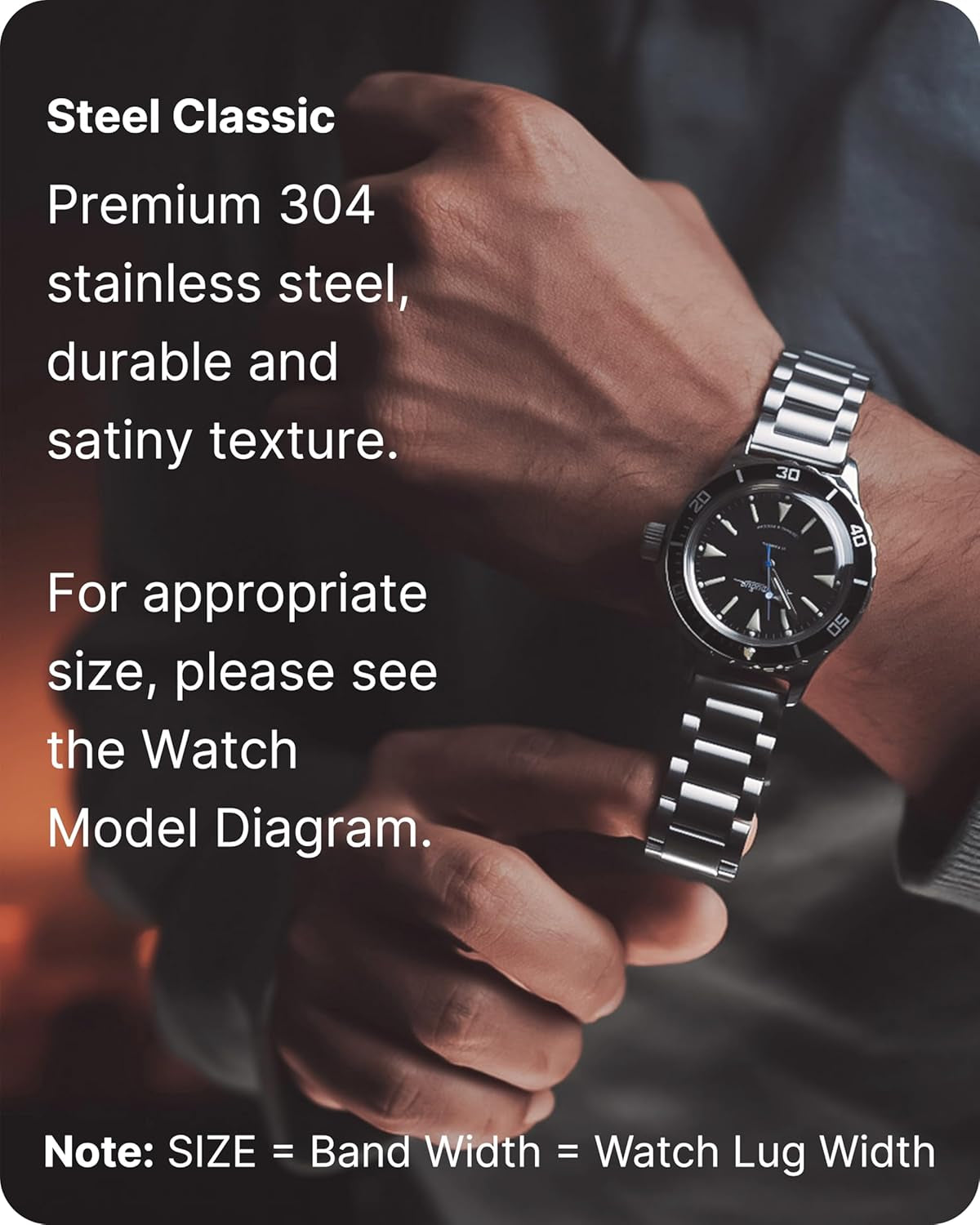 Watch Band, Quick Release Stainless Steel Replacement for Men Women, Metal Chain Watch Strap Width 16Mm 18Mm 19Mm 20Mm 22Mm 24Mm, Silver, 22Mm