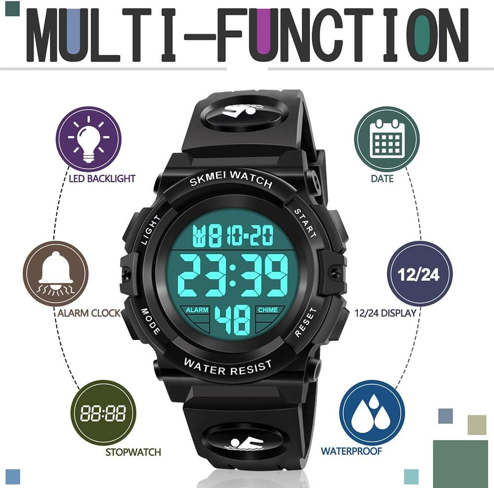 LED 50M Waterproof Kids Digital Sport Watch - Kids Gifts