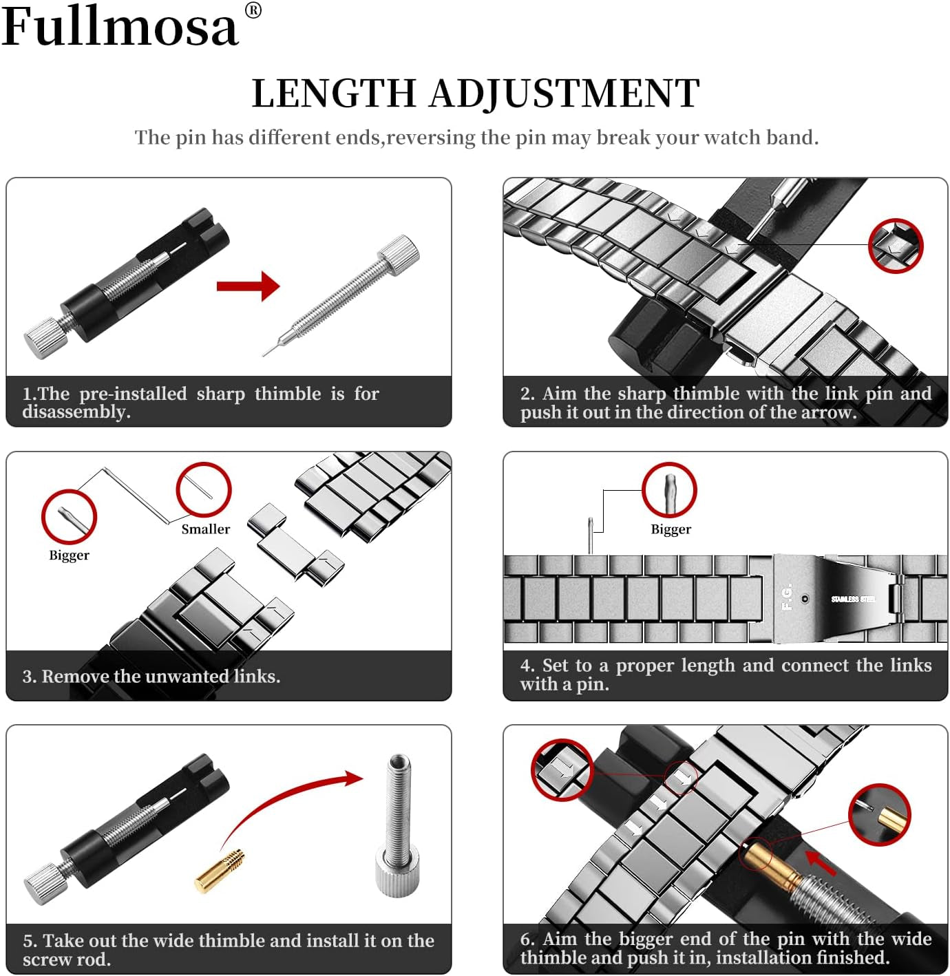 Watch Band, Quick Release Stainless Steel Replacement for Men Women, Metal Chain Watch Strap Width 16Mm 18Mm 19Mm 20Mm 22Mm 24Mm, Silver, 22Mm