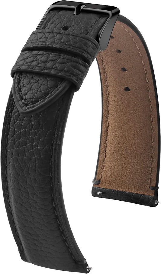 Band Compatible with Garmin Vivoactive 4S/Vivomove 3S,18Mm Quick Release Leather Watch Band Compatible for Fossil Tailor/Gen 4 Q Venture Hr/Gen 3 Q Venture,Black+Black Buckle