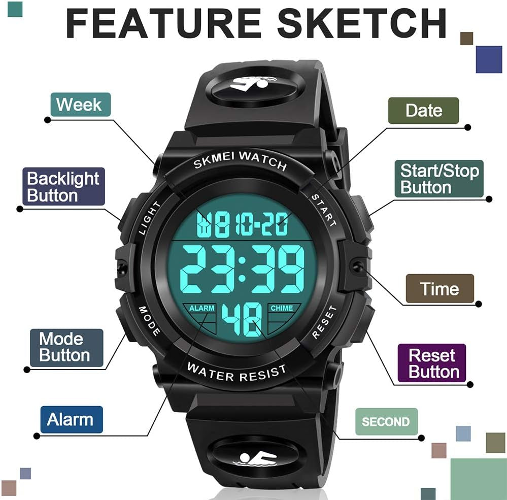 LED 50M Waterproof Kids Digital Sport Watch - Kids Gifts