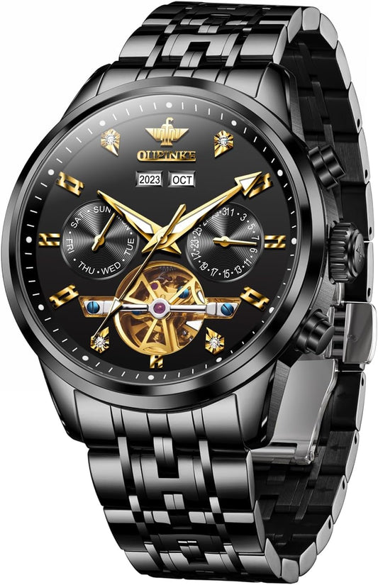 Men Skeleton Watch Automatic Mechanical Luxury Dress Waterproof Tourbillion Sapphire Crystal Wrist Watches for Men